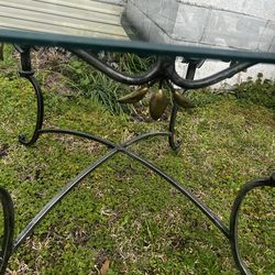 Glass top wrought-iron coffee table