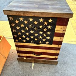 American Flag Wooden  Cabinet Night Stand Or End Table