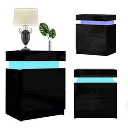 Brand New 2 Black Led Nightstands 