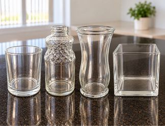 4 glass vases