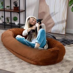 BRAND NEW BROWN MJKONE HUMAN DOG BED  72"x48"x10"