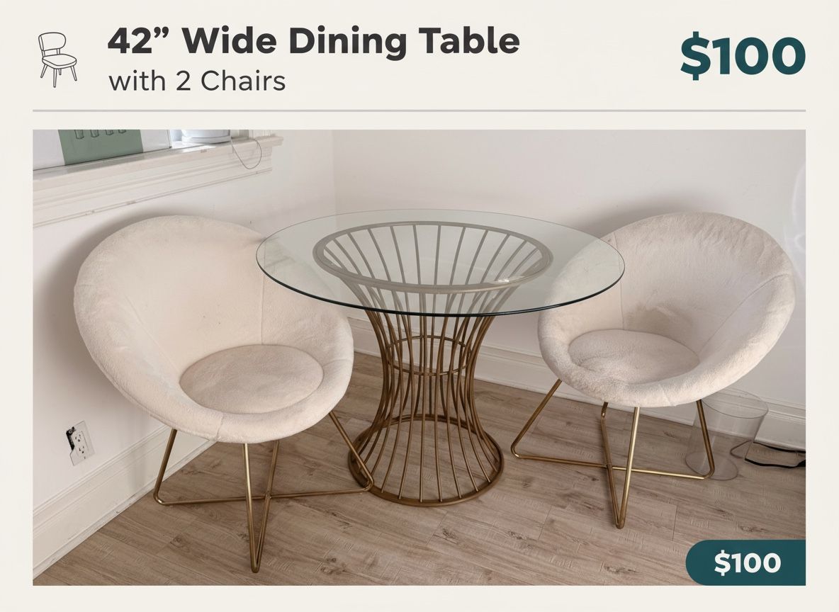 42” Wide Dining Table + 2 Chairs