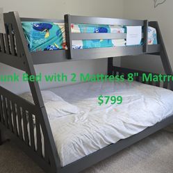 Bunk Bed with 2 Comfortable 8” Mattresses – Perfect for Kids or Guests!