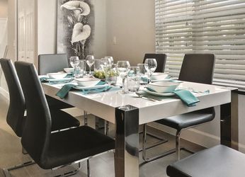 Modern Dining Set W/6 Chairs (Any color chairs)