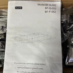 King Size Floating Metal Bed Frame with Smart LED Lights & Charging Station, Metal Platform Bed Base , Black