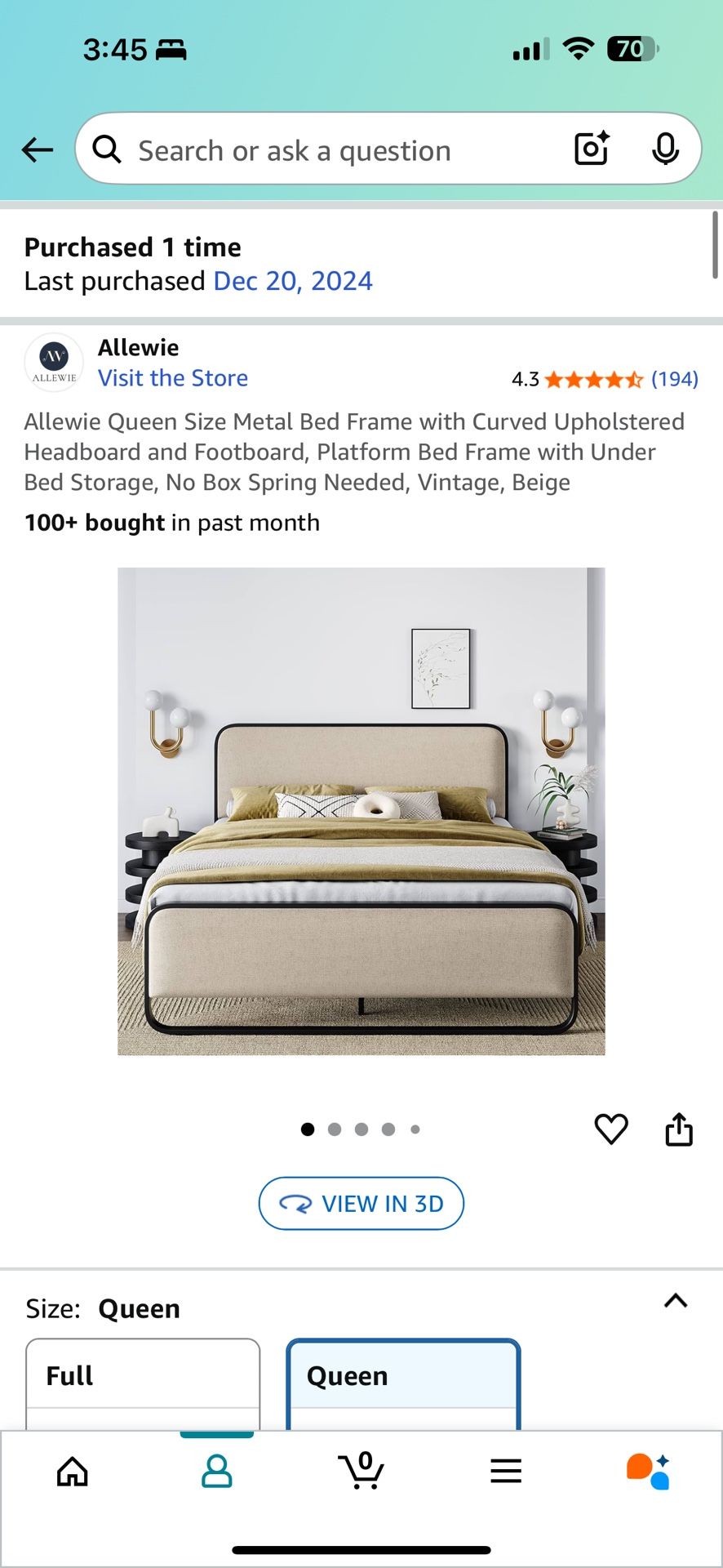 Allewie Queen Size Metal Bed Frame with Curved Upholstered Headboard and Footboard, Platform Bed Frame with Under Bed Storage, No Box Spring Needed, V