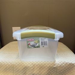 Sterilite 7 Quart See Through Storage Box w/ Latching Lid In Lime Handle 