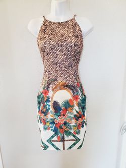 ChicMe Tropical Print Dress Size Small 