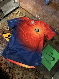 BAPE x PUMA BAPE FC Soccer Jersey – Red / Navy Camo – Large – PreOwned