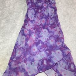 Studio Soleil Asymmetrical Purple Floral Dress