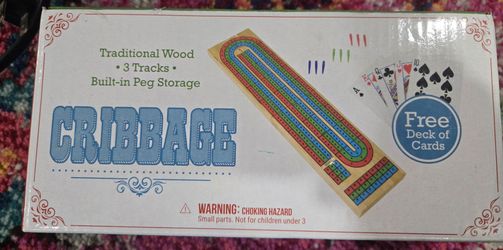 Traditional Wood Cribbage Set with 3 Tracks and Cards