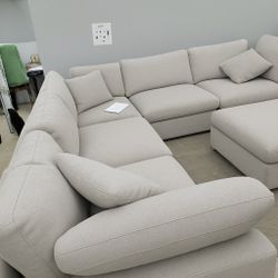 Free Delivery 🚚 No Deposit Light Grey Cloud Modular Sectional Couch