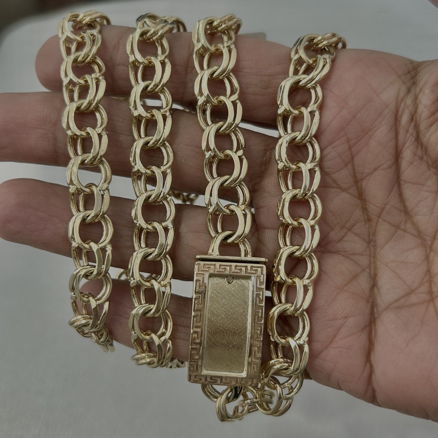 73.6 Gms 10KT Yellow Gold Solid Chino Link Chain With Designer ID Lock