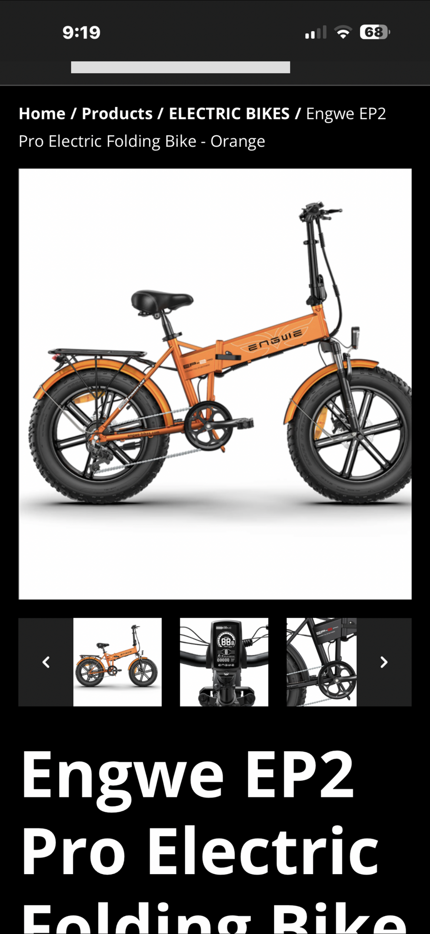 Engwe EP2 Pro Electric Folding Bike - Orange