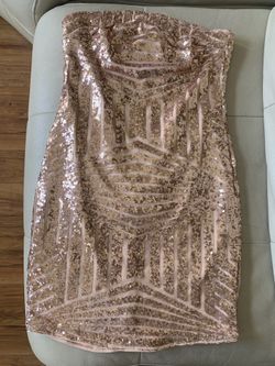 Strapless Sequenced Rosegold Dress