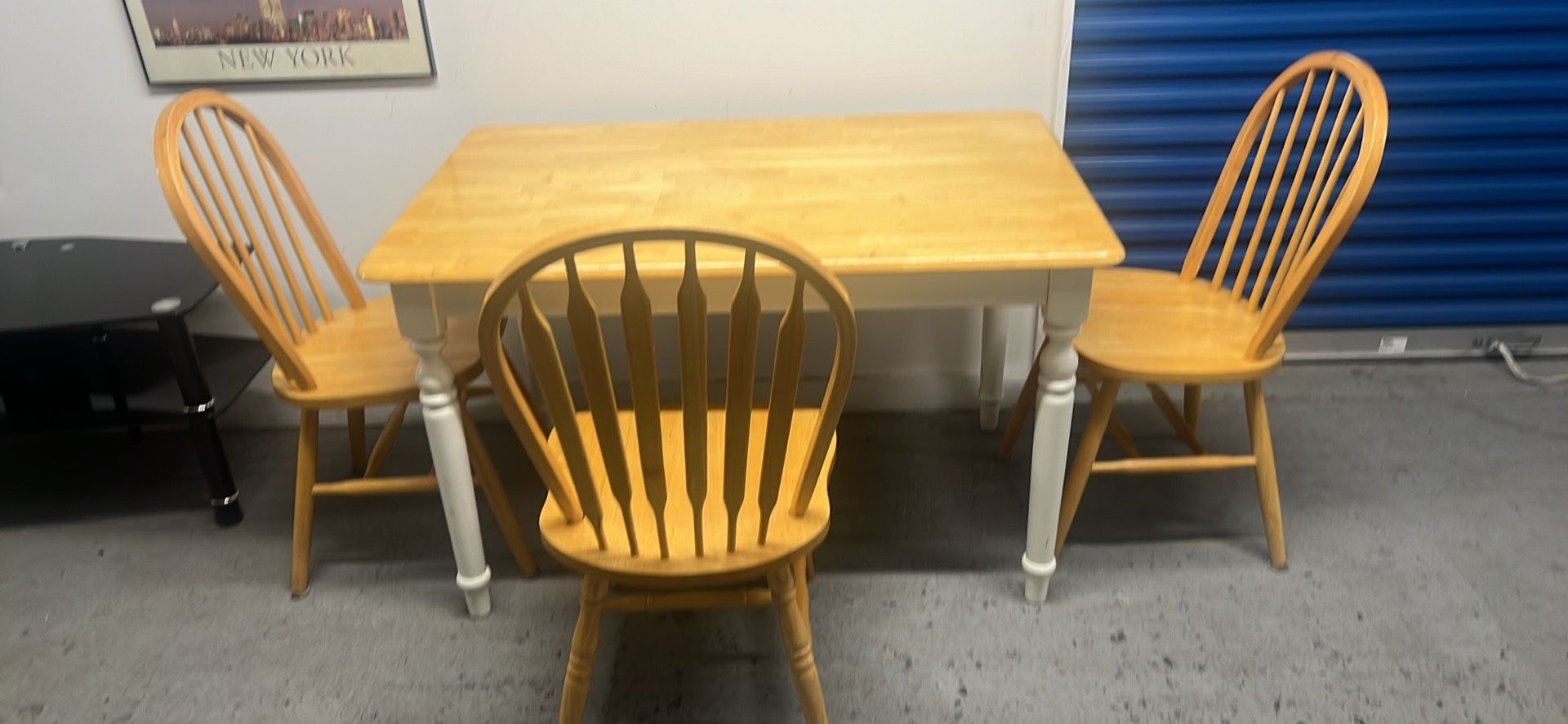 48”x30”x30”h Solid Wood Table And Three Chairs