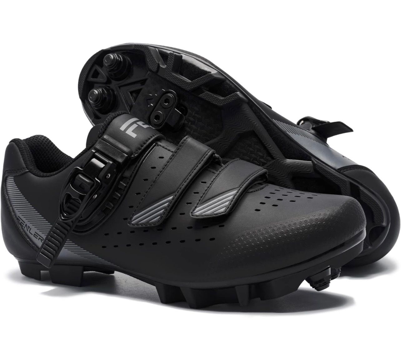 FENLERN Men's Cycling Shoes Mountain Bike Shoes Compatible with 2-Bolt Cleats Size Men’s 12 1/2 Black Grey BRAND NEW IN BOX 