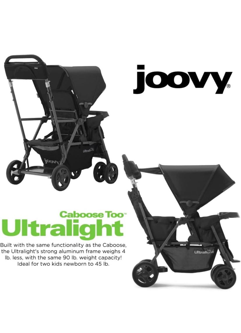 Double stroller with free bouncer  and pack and play crib 