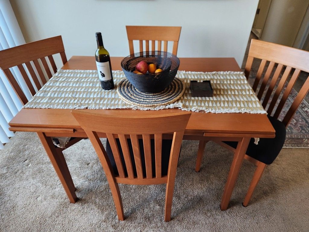 Elegant Solid Wood Dining Table with 4 Chairs