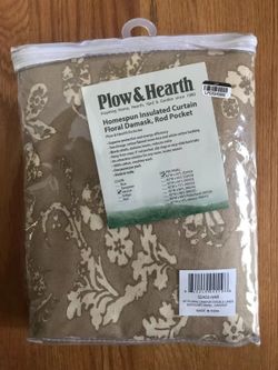 Plow & Hearth Insulated Curtain Floral Damask Rod Pocket, 42"W x 45"L Harvest