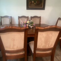 Wood Dining Room Set With 6 Chairs