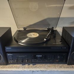 Complete Turntable Setup. Records 
