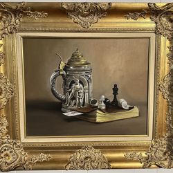 Original Oil Painting by Roberto Lupetti Signed Still Life Framed Artwork