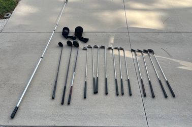 Lot of 14 Golf Clubs woods irons ball retriever Bazooka +