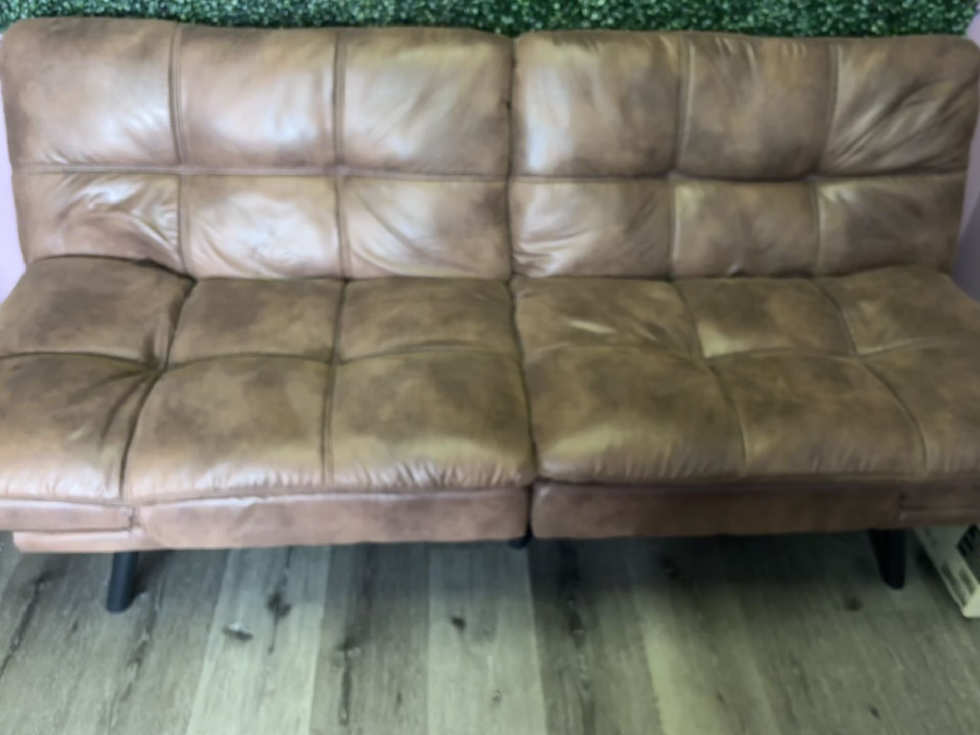 Brown Faux Leather Adjustable Futon / Sofa Bed