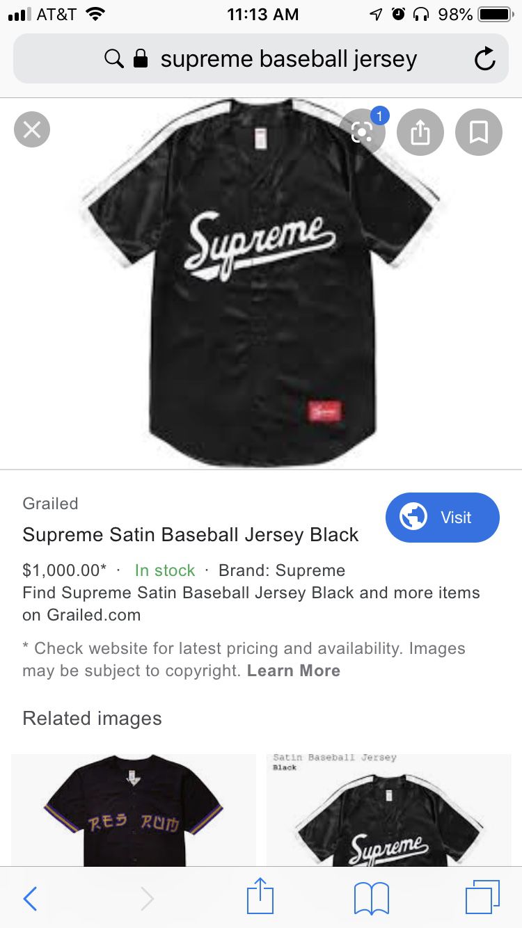 SS17 Supreme Satin Baseball Jersey Black DS for Sale in Phoenix, AZ -  OfferUp