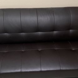 Brown leather futon