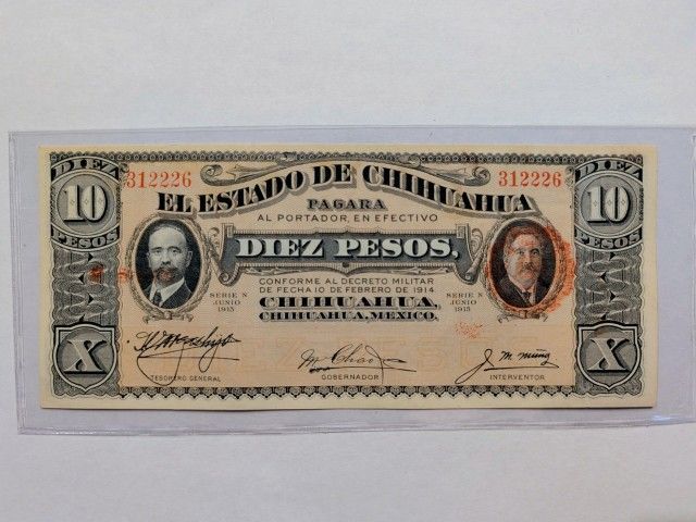 México 1915 10 Pesos Revolución Chihuahua Billete