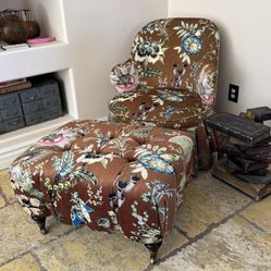 Anthropologie x House Of Hackney Velvet Occasional Chair & Ottoman