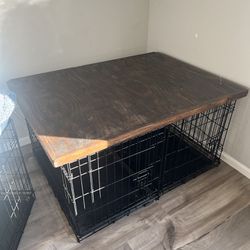 Two dog crates with tabletop