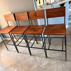 4 Rustic West Elm barstools