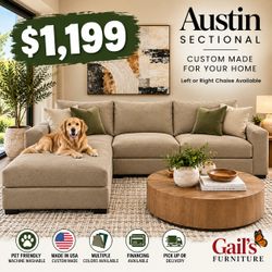 Pet Friendly Custom Sectional w/chaise Made in USA