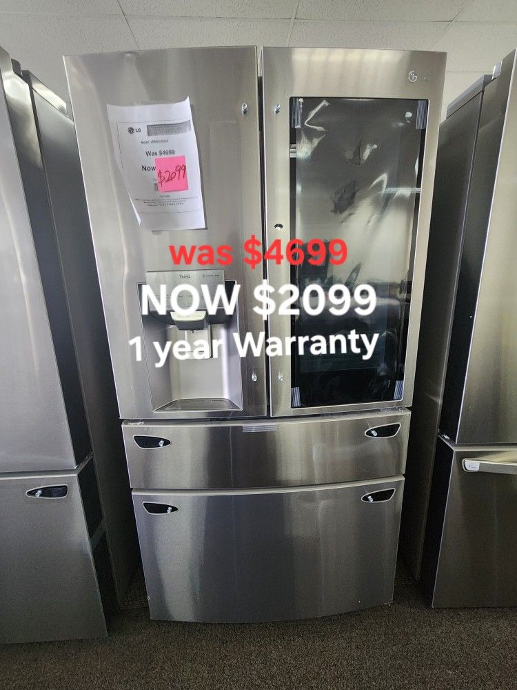 23 Cu Ft Smart French Door Refrigerator Instaview Door IN Door & Craft Ice, Print Proof Stainless Steel Counter Dpeth 