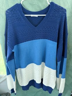 Color Block Pointelle Knit Sweater