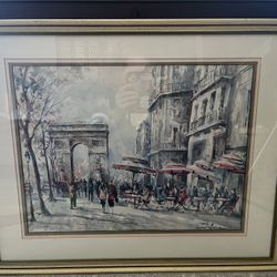 Lucian Delarue, Watercolor, Print Framed Matted, Signed
