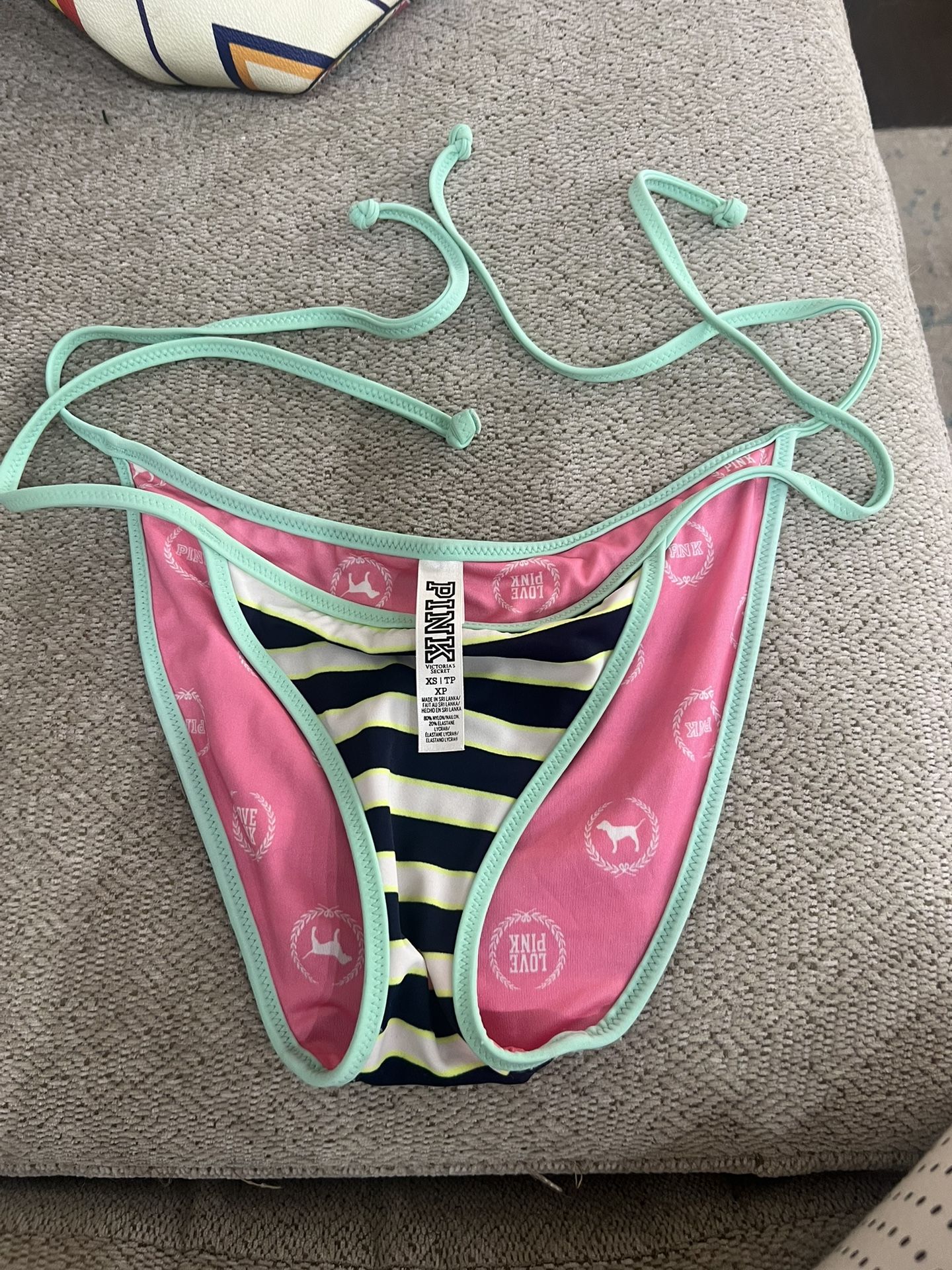 Pink Striped Bikini Bottom Victoria’s Secret tie bottoms