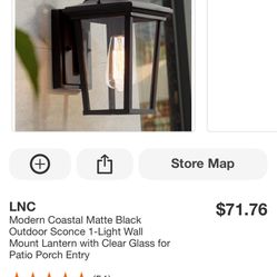 LNC Modern Coastal Matte Black Outdoor Sconce Wall Lantern Clear Light 