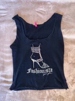 Black Tank with Silver High-Heel Graphic