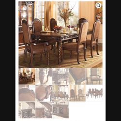 7-Piece Traditional Dining Table Set – Solid Wood, Used Condition