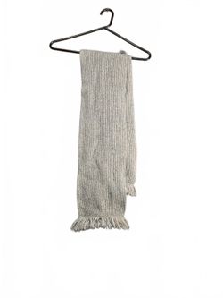Y2K Gray Ribbed Knit Winter Scarf Unisex Minimalist Gorpcore Fringe Shawl