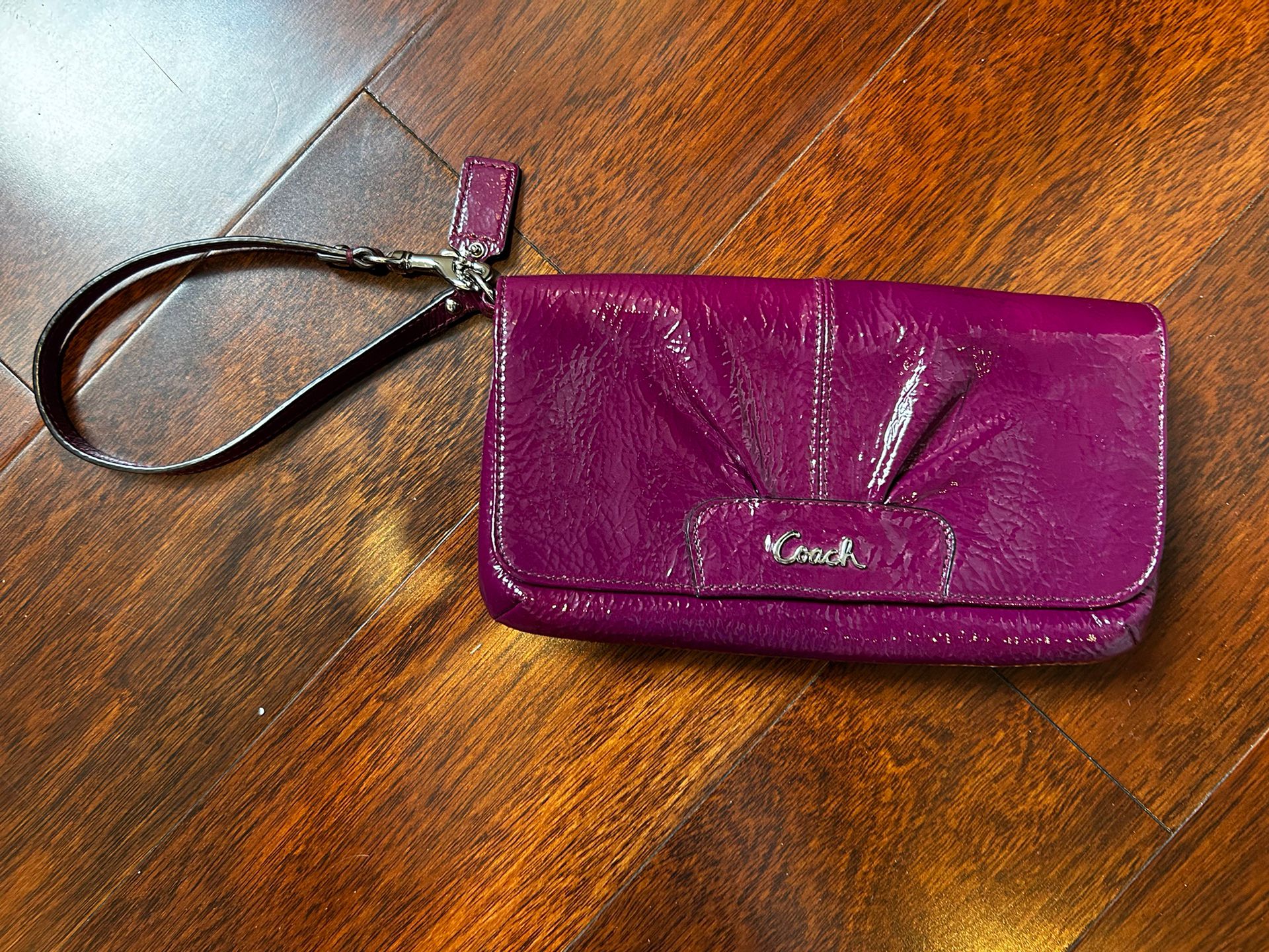 Vibrant Purple Coach Patent Leather Clutch