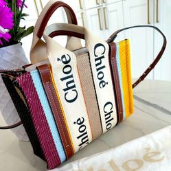 Chloe Small Striped Woody Tote Bag