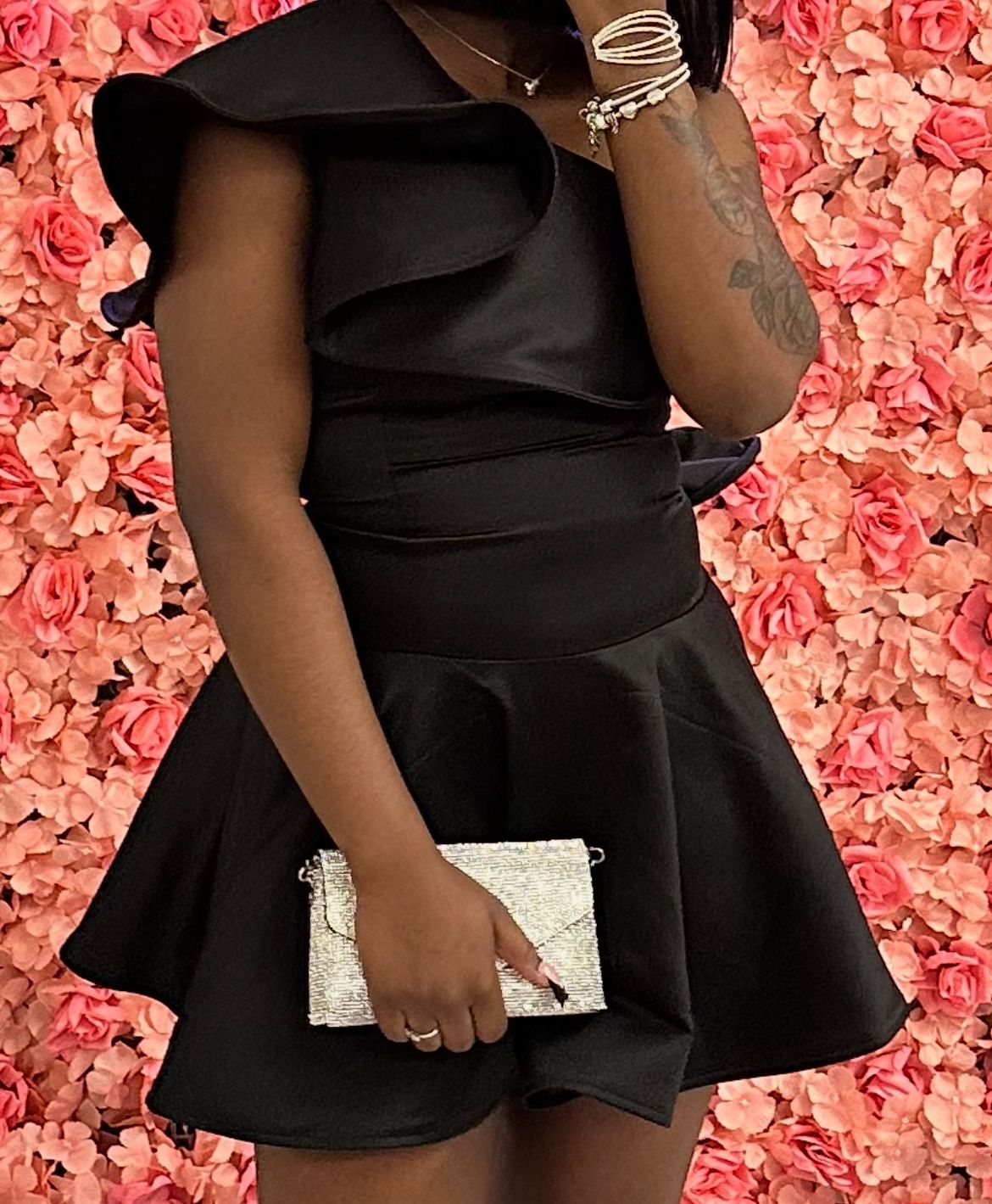 Black Mini Dress With Dramatic Top