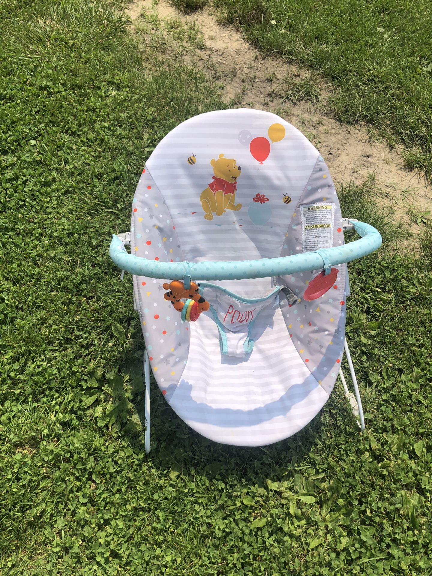 Winnie The Pooh  Bear  Vibrating Baby  Bouncer  With  Toy Bar 
