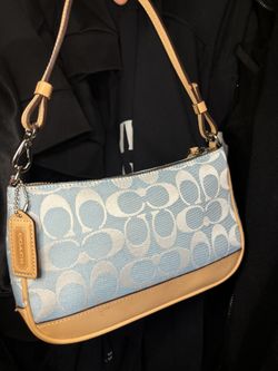 Coach Demi Shoulder Bag In Baby Blue & Khaki