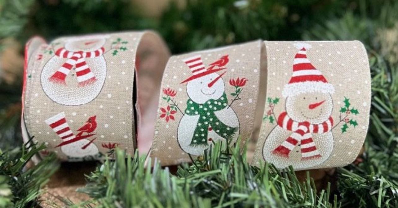 Glitter Snowman Wired Edge Burlap Ribbon Christmas Craft DIY Supplies